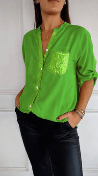 Eveline - Sequin-Ärmeltop – Grün