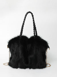 Elisa | Vielseitige Velours-Schultertasche – Schwarz