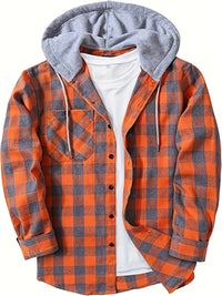 Florian | Kariertes Hoodie-Hemd – Orange