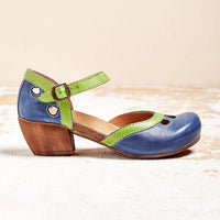Sandaletten für Damen - Bequeme Riemchenpumps mit Fußbett für den Sommer – Blau
