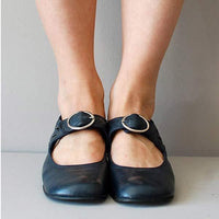Fiona - Orthopädische Vintage-Schuhe mit runder Spitze – Marine