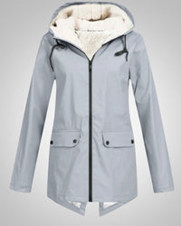Melanie | Damen Gefütterte Reißverschluss Regenjacke – Grau
