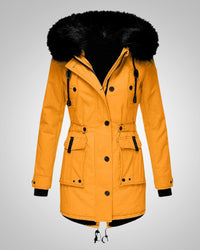 Elena | Damen Gefütterte Winter Parka Jacke – Gold