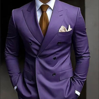 Herren Zweireihig Formell Hochzeitsgast Anzug Set | Zweiteiliges Set – Lila