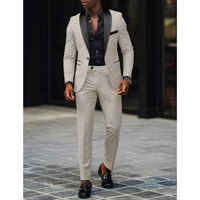 Herren Slim Fit Stylisch 2-teiliges Hochzeitsgast Anzug Set | Elegante – Beige