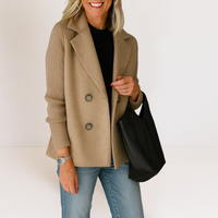 Martine™ | Elegante Jacke mit Strickärmeln – Khaki