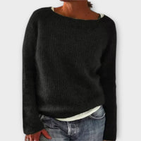Regine – einfarbiger Strickpullover – Schwarz