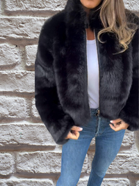 Susanne | Damen Komfort Reissverschluss Herbstjacke – Schwarz