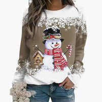 Denise - Schneemann Weihnachts-Pullover – Khaki