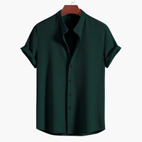 Hemd mit Stehkragen für Herren - Slim Fit, Elegant & Modern – Dunkelgrün