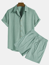 Klaus Texturiertes Kurzarmhemd und Shorts Set – Grün
