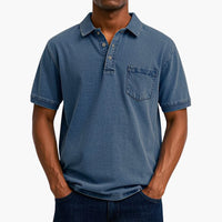 Poloshirt Klassisches - Kurzarmshirt für Herren mit Tasche – Marine