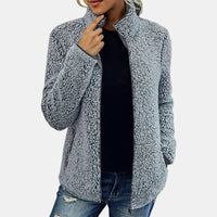 Claudia | Damen Lässige Reißverschluss Fleecejacke – Grau
