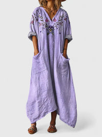 Ketzia – Elegantes Langes Kleid Mit Taschen – Violett