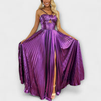 Lariva – Fließendes Metallic-Kleid – Lila