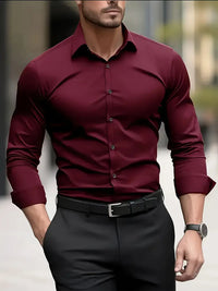 Bernd | Herren Slim Fit Langarm Businesshemd – Rot