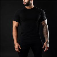 Herren Schlanke Passform Einfach T-Shirt – Schwarz