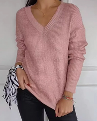 REBEKKA - LÄSSIGER V-AUSSCHNITT-PULLOVER – Rosa
