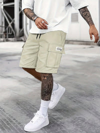 Herren Kordelzug mit Taschen Kurze Hosen – Khaki