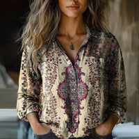 Lina – Vintage-Bluse mit Blumenmuster – Mehrfarbig