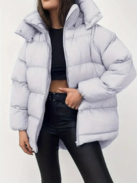 Keytara | Kuscheliger Wintermantel aus luxuriösem Fleece mit Reißverschluss – Hellgrau
