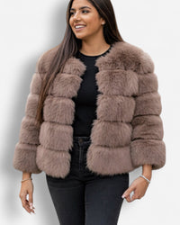 Jacke aus Kunst-fell für Damen | Kurz – Grau