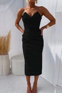Laura | Trägerloses Kleid – Schwarz