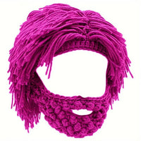 Grantley – Beanie im Punk Stil mit Integrierter Glatter Perücke – Rosa