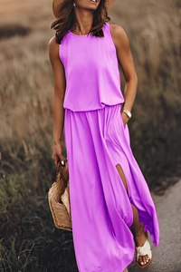 Layla Sommer-Kleid | Modernes ärmelloses Kleid mit Ausschnitt – Rosa