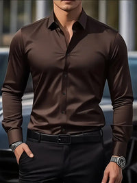 Bernd | Herren Slim Fit Langarm Businesshemd – Braun