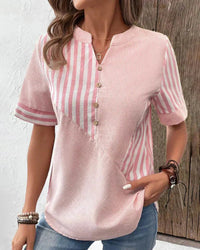 LUANA - LOCKERE BLUSE MIT STREIFENMUSTER – Rosa