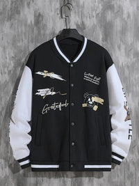 Coli | Collegejacke mit Hipster-Buchstabenmuster – Schwarz