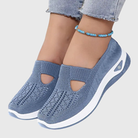 Frieda | Damen Strick Sneaker Slip-On Atmungsaktiv Leicht Komfort Alltag – Blau