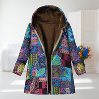 Aurore - Eleganter Mid-Season Mantel – Blau-Multicolor