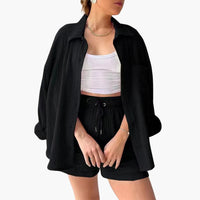 Musselin Zweiteiler für Damen - Leichtes Co-ord Set für den Sommer – Schwarz