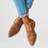 Jacqueline | Damen Lässig Pointed Toe Slip-on Loafers – Khaki