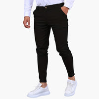 Herren Slim Fit Hose in Knöchellänge mit Taschen – Schwarz