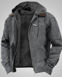Jan | Herren Casual Bikerjacke mit Kapuze – Grau