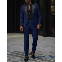 Herren Slim Fit Stylisch 2-teiliges Hochzeitsgast Anzug Set | Elegante – Marine