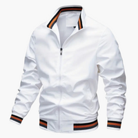 Herrenjacke mit Rippdetails und Frontreißverschluss – Weiß