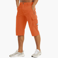 Herren Bermuda Cargo Shorts mit Taschen für Sommer Outdoor – Orange