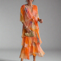 Helena | Elegantes Chiffonkleid für den Sommer – Orange