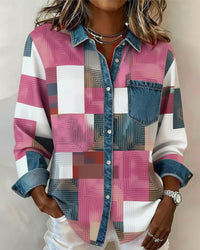 Lea | Damen Shirt modern farbig mit modischem Kragen – Rosa