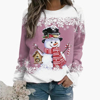 Denise - Schneemann Weihnachts-Pullover – Rosa