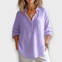 Anelle – Leinenbluse mit V-Ausschnitt – Violett