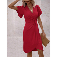 Laura – Sommerchic Drapierter Kleid – Rot