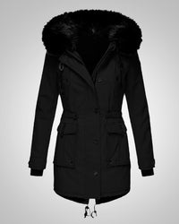 Elena | Damen Gefütterte Winter Parka Jacke – Schwarz