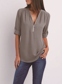 Langärmelige Lockere Bluse – Grau