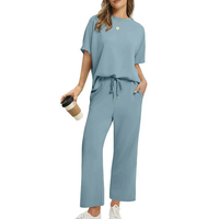 Shirona - Lässiges Oberteil Und Hose Zweiteiliges Set – Hellblau