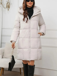 Keyven | Winter Luxe Lange Oberbekleidung mit Kapuze – Beige